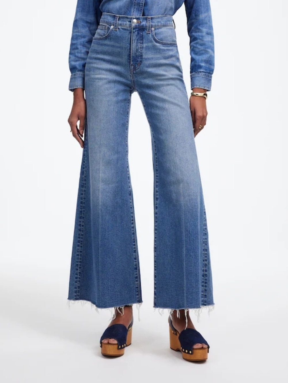 Madewell Blue Flared Wide-Leg Jeans (Petite)